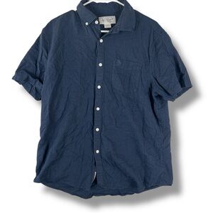 Original Penguin Shirt Mens L Large Short Sleeve Button Up Blue